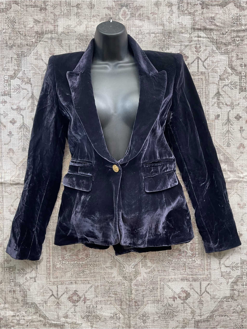 Smythe Velvet Single-Button Blazer In Dark Navy